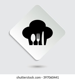 restaurant - black vector icon  on a paper button