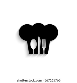 restaurant - black vector icon  with shadow