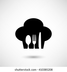 restaurant - black vector icon  with shadow