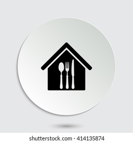 restaurant - black vector icon  with shadow