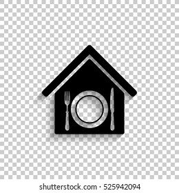 restaurant - black vector  icon with shadow