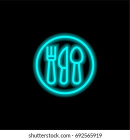 Restaurant blue glowing neon ui ux icon. Glowing sign logo vector
