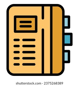 Restaurant book icon outline vector. Recipe food. Kitchen menu color flat