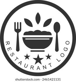 logotipo del tazón del restaurante, logotipo simple, Vector vintage