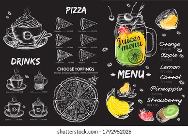 Restaurant brochure, menu, template design. Food flyer.