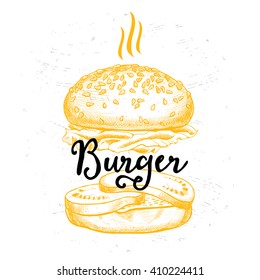 Restaurant brochure vector, menu design. Vector cafe template with hand-drawn graphic. Food flyer.