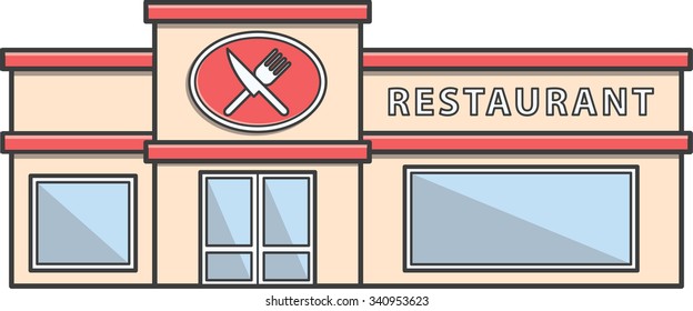 Restaurant building Doodle Illustration cartoon