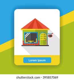 restaurant building flat icon