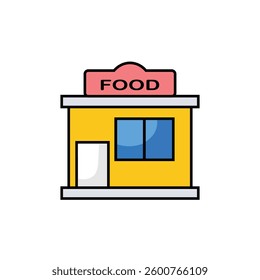 restaurant  building icon  in colored version . vector illustration on white background 