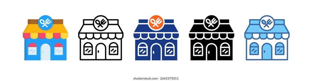 Icono de edificio de restaurante Ilustración de estilo múltiple
