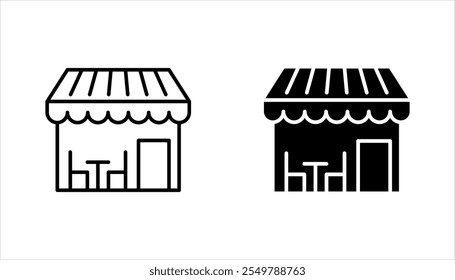 Restaurant building icon set. Editable stroke and pixel perfect. vector illustration on white background