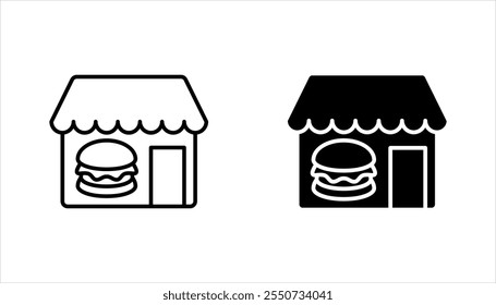 Restaurant building icon set. Editable stroke and pixel perfect. vector illustration on white background