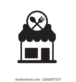 Restaurantbausymbol in einfachem schwarzem Design einzeln auf weißem Hintergrund