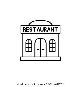 Restaurant, Bausymbol. Einfache Vektorillustration, Umrisselemente für i und ux, Website oder mobile Applikationen