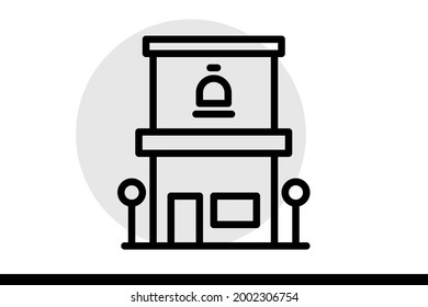 Restaurant Building Icon in vector graphics can be used for web and printed designs or printable projects.  Cafe and Restaurant related vector line icons. 

