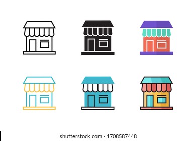 restaurant building icon vector illustration with different style design. isolated on white background