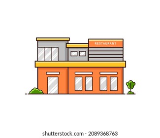 Restaurant building illustration in flat design