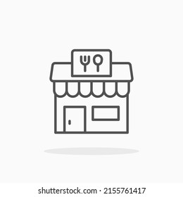 Restaurant building line icon. Editable stroke and pixel perfect. Can be used for digital product, presentation, print design and more.
