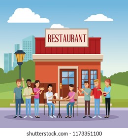 Restaurant building scenery