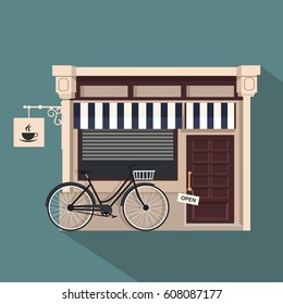 Restaurant buildings set vector illustration cartoon cafe bistro diner coffee house