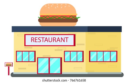 Restaurant burger building isolated vector illustration