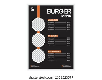 Restaurant burger menu card design