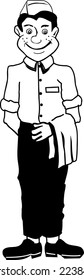 Restaurant-Bus Boy Vector Cartoon