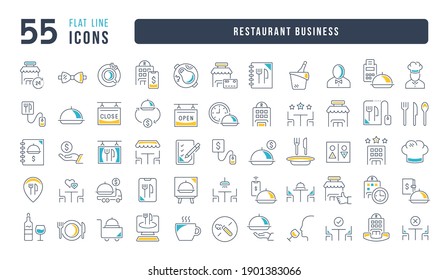 Restaurant Business. Collection of perfectly thin icons for web design, app, and the most modern projects. The kit of signs for category Business.