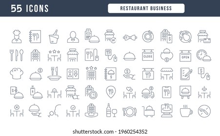 Restaurant Business. Sammlung von perfekt dünnen Symbolen für Webdesign, App und modernste Projekte. Das Kit der Zeichen für Kategorie Business.