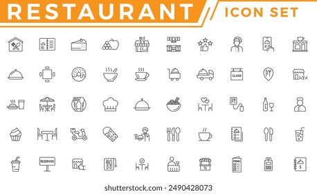 Restaurant business related and food icon set vector line icon 
