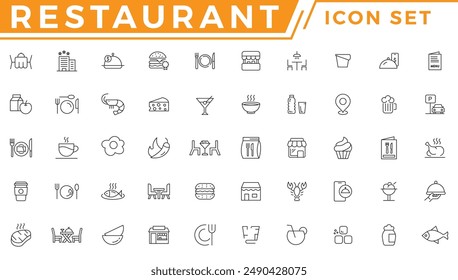 Restaurant business related and food icon set vector line icon 