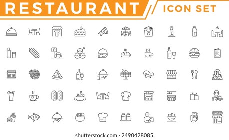 Restaurant business related and food icon set vector line icon 