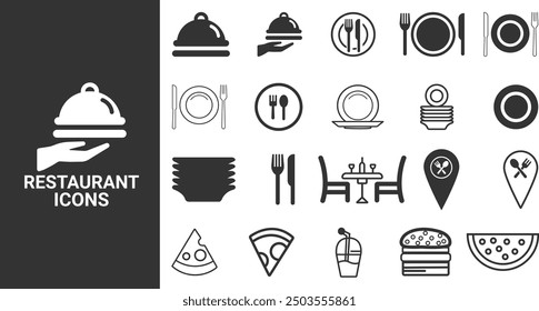 Restaurant Business of Set Vector Icons Food icon collection. Vector illustration