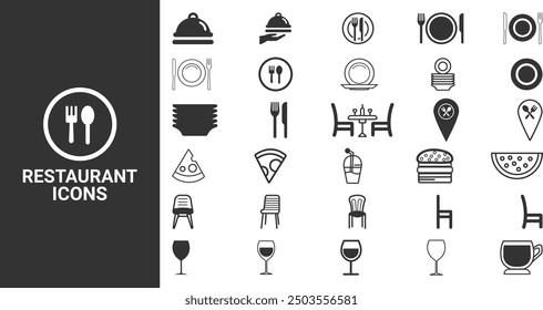 Restaurant Business of Set Vector Icons Food icon collection. Vector illustration