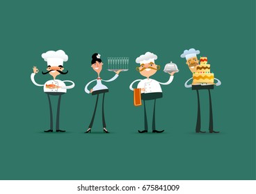 Restaurant business, team. Vector illustration.