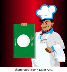 Restaurant business.Chef and design menu food.Vector