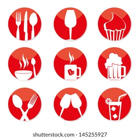 restaurant buttons over white background vector illustration