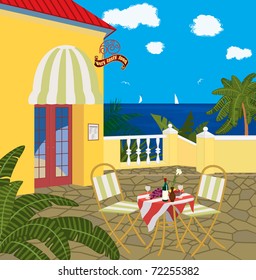 Restaurante junto al mar
