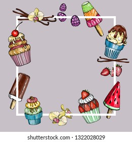 Restaurant, cafe, bar, banner background with hand drawn illustration