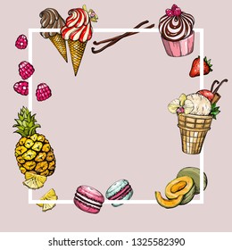 Restaurant, cafe, bar, banner background with hand drawn illustration