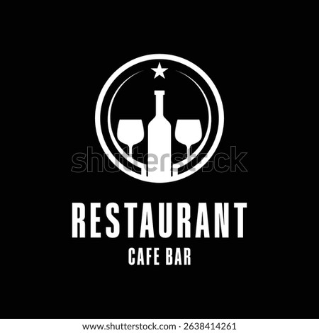 restaurant cafe bar logo design concept with wine bottle and glass