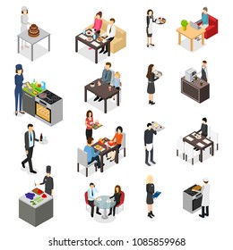 Restaurant Cafe or Bar Personnel People 3d Icons Set Isometric View. Vector illustration of Professional Staff Icons