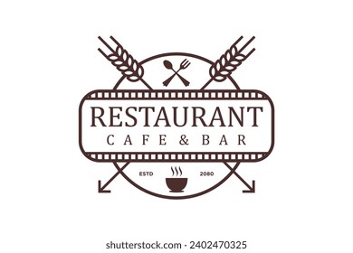 Restaurant cafe classic logo design spoon fork mug coffee element