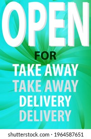 Restaurant cafe coffee shop Open for Take Out Pick up To go Delivery Order Pickup only Banner Sign. Covid 19 coronavirus protection