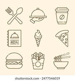 RESTAURANT CAFE FOOD ICON SET