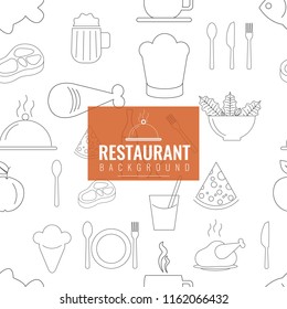Restaurant cafe or food seamless texture pattern for menu, fabric, package or present box. Vector background illustration.