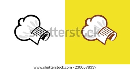 Restaurant, cafe, food service logo with Toque white hat icon, modern concept. colorful. Foto stock © 