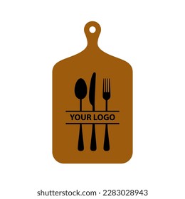 Restaurant, Cafe Icon Logo Vorlage Illustration auf dem Schneidebrett