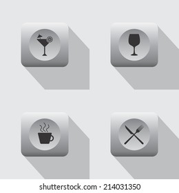Restaurant and cafe icon theme set