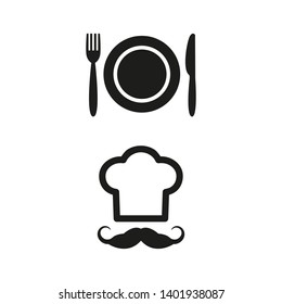 Restaurant and cafe icons on white background. Vector illustration